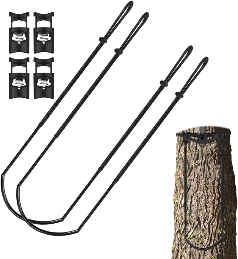 Anglekai Single Step Climbing Stick Aider, 1P/2P Single Tree Step Climbing Aider for Hunting Outdoor, Hand-Braided Rope Ladder for Tree Stand with 2 Adjustable Hook (2) - Image 1